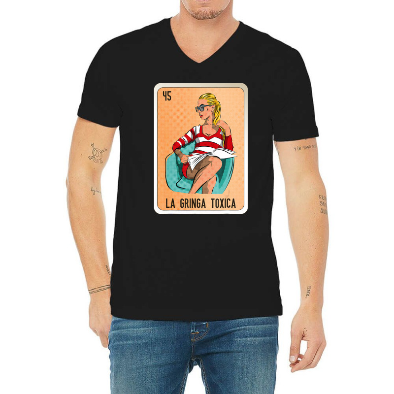 La Gringa Toxica Mexican Slang Lottery Bingo Cards V-Neck Tee by heffopance | Artistshot