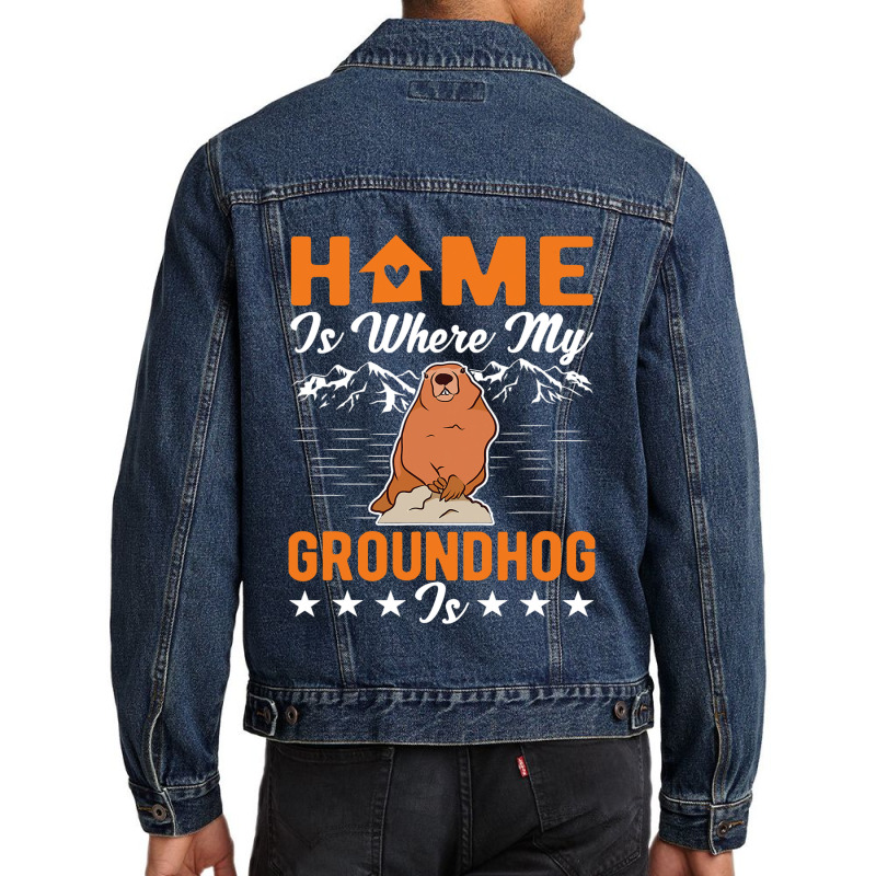 Home Is Where My Groundhog Is Woodchuck Marmot Men Denim Jacket by XAVIERESPREE | Artistshot