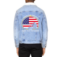 Stand For The Flag Kneel For The Cross Usa Army Ve Unisex Sherpa-lined Denim Jacket | Artistshot