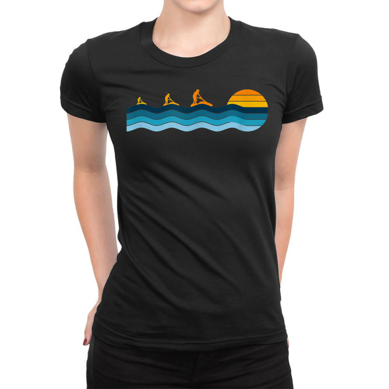 Water Ski, Water Sports, Vintage Retro Sunset, Wat Ladies Fitted T-Shirt by hausch | Artistshot