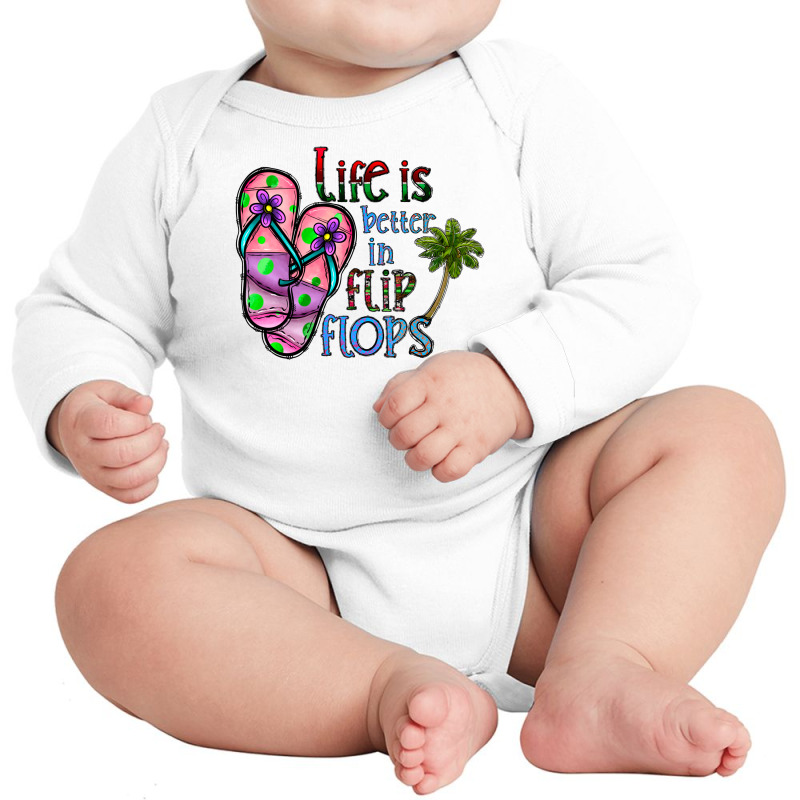 Life Is Better İn Flip Flops Long Sleeve Baby Bodysuit | Artistshot