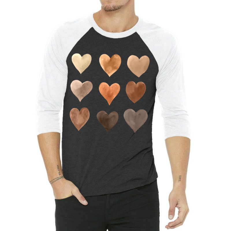 Diversity Heart Skin Tones Black Kindness Melanin 3/4 Sleeve Shirt | Artistshot