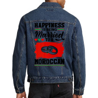 Morocco Flag Happiness Is Being Married To A Moroc Men Denim Jacket | Artistshot