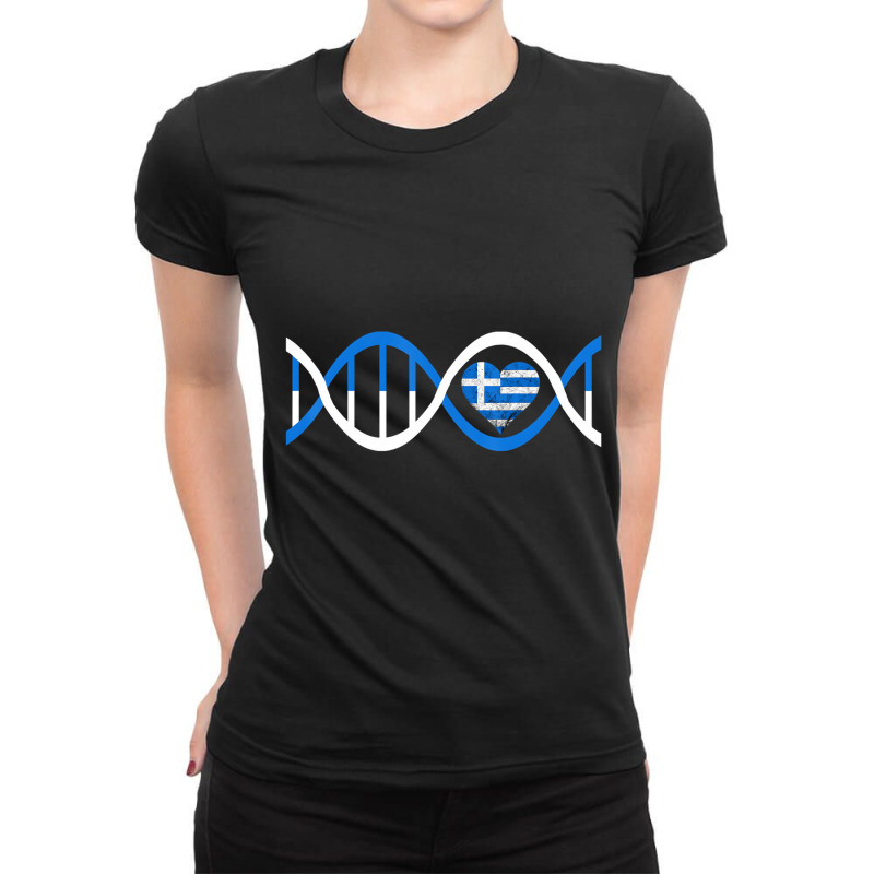 Greece Heart Greek Dna Greek Genetc Greek Roots Gr Ladies Fitted T-Shirt by ravand | Artistshot