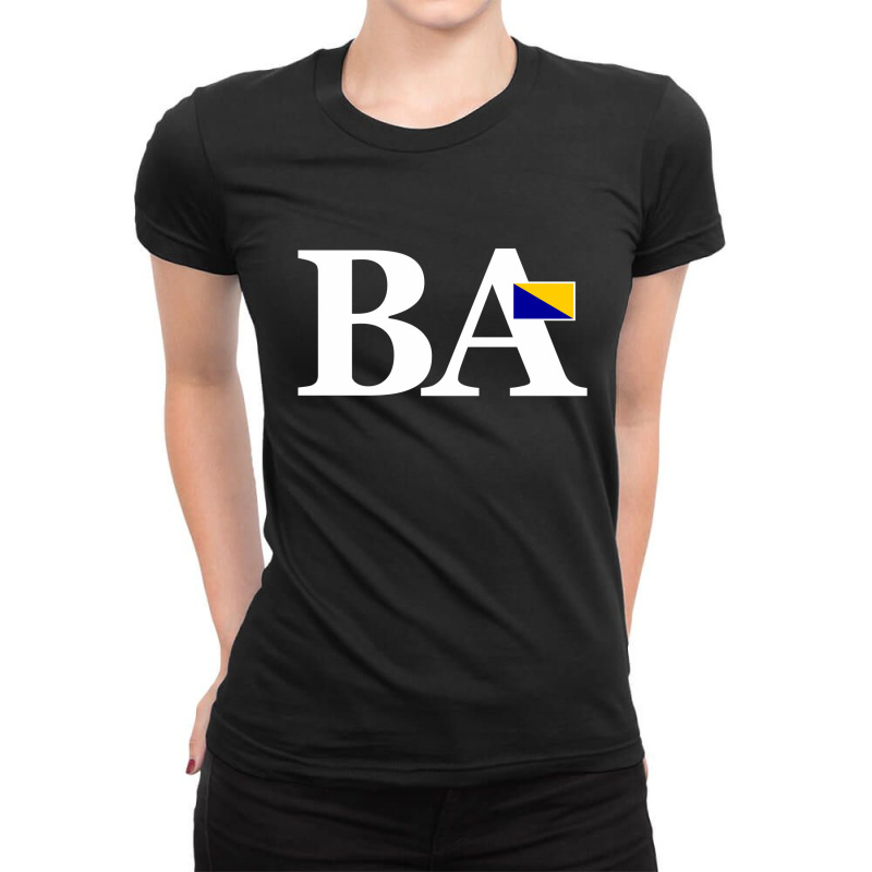 Bosnia And Herzegovina Flag And Country Initials Ladies Fitted T-Shirt by cidolopez | Artistshot