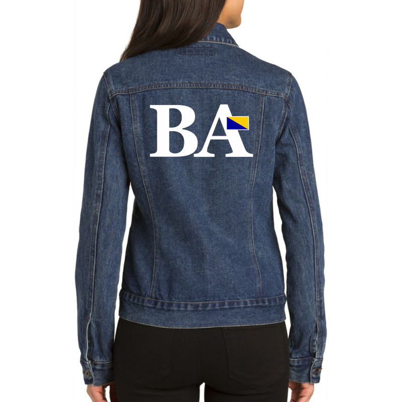 Bosnia And Herzegovina Flag And Country Initials Ladies Denim Jacket by cidolopez | Artistshot