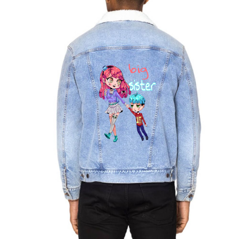 Funny Big Sister Gift Unisex Sherpa-Lined Denim Jacket by kuranaszondyv | Artistshot