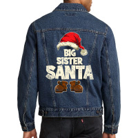 Funny Big Sister Santa Festive Family Christmas Ma Men Denim Jacket | Artistshot