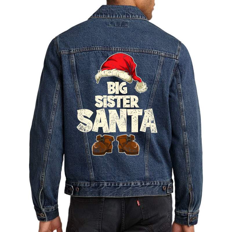 Funny Big Sister Santa Festive Family Christmas Ma Men Denim Jacket by kuranaszondyv | Artistshot