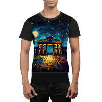 Surrealism Starry Night Brandenburg Gate Graphic T-shirt | Artistshot