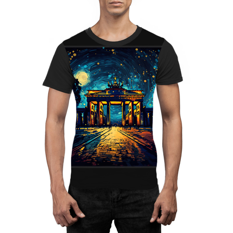 Surrealism Starry Night Brandenburg Gate Graphic T-shirt by JOSEPHADAMS | Artistshot