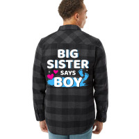 Gender Reveal Sister Says Boy Matching Family Ba R Flannel Shirt | Artistshot