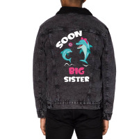 Soon Big Sister Dolphin Lover Red Unisex Sherpa-lined Denim Jacket | Artistshot