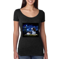 Surrealism Starry Night English Springer Spaniel D Women's Triblend Scoop T-shirt | Artistshot