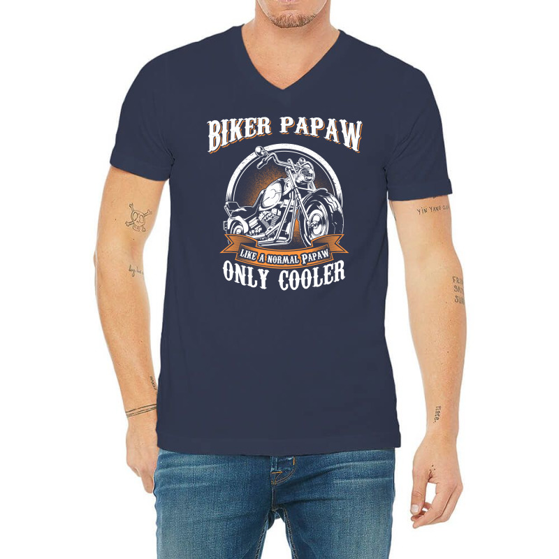 Only Cool Papaw Rides Motorcycles T  Rider Gift St V-neck Tee | Artistshot