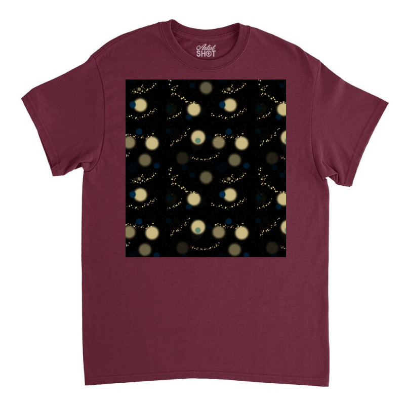 New Year Yellow Garlands On A Dark Background Classic T-shirt by koukiadaubery | Artistshot