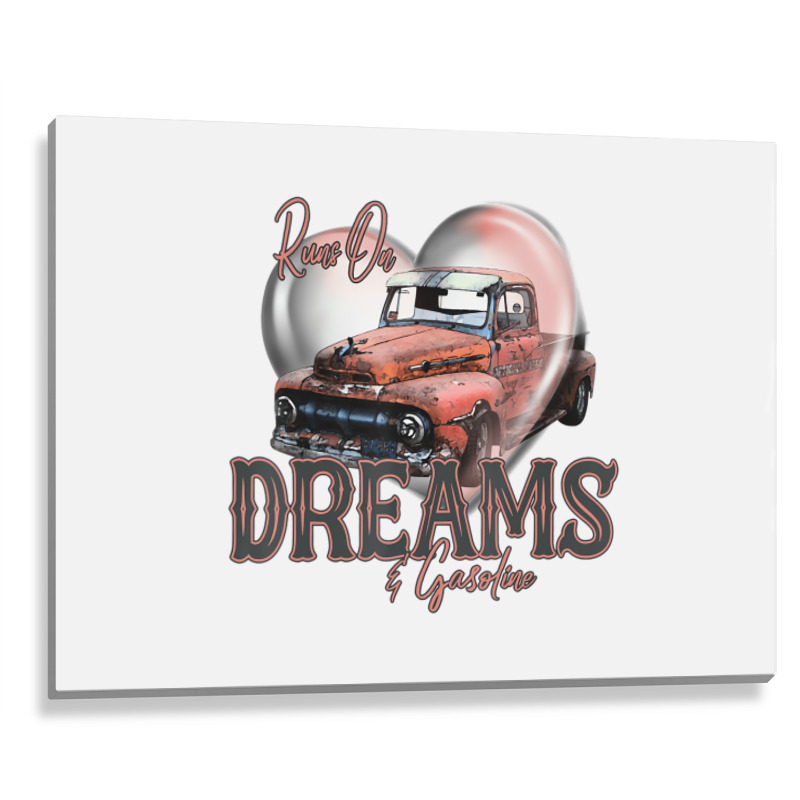 Runs On Dreams And Gasoline Farm Truck Retro Count Metal Print Horizontal | Artistshot