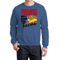 Biology Teacher Will Work For Tacos 70s Crewneck Sweatshirt | Artistshot