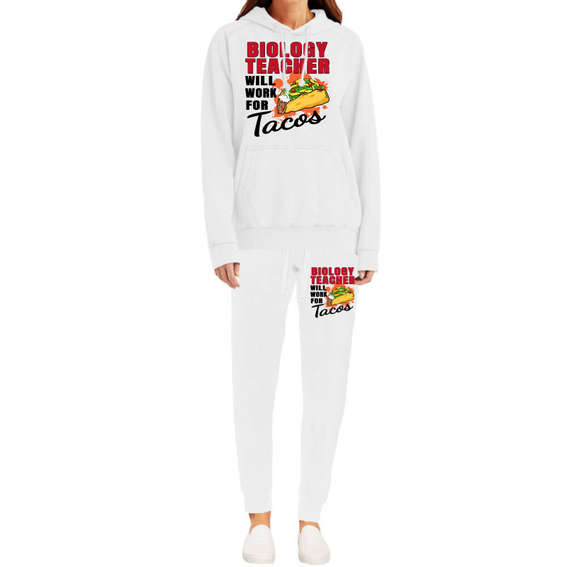 Biology Teacher Will Work For Tacos 70s Hoodie & Jogger Set | Artistshot