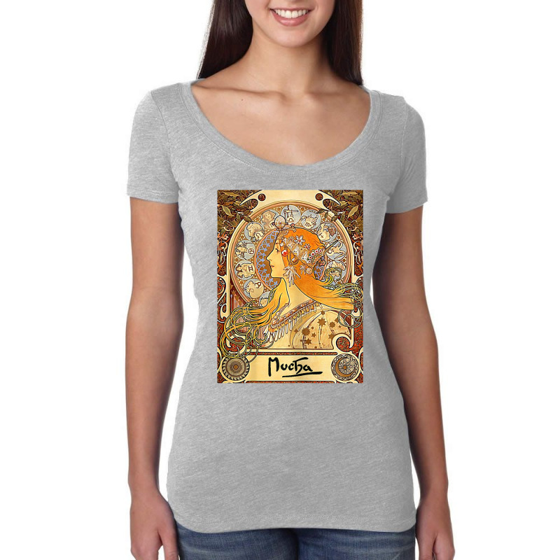 Womens Alphonse Mucha Art Nouveau Woman's T Shirt Women's Triblend Scoop T-shirt by scrabeck | Artistshot