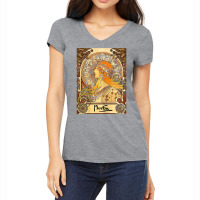 Womens Alphonse Mucha Art Nouveau Woman's T Shirt Women's V-neck T-shirt | Artistshot