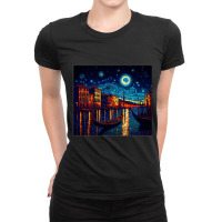 Surrealism Starry Night Grand Canal 1 Ladies Fitted T-shirt | Artistshot