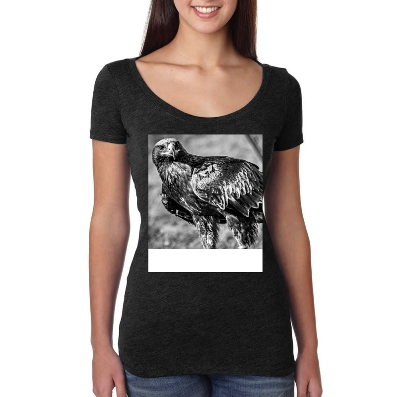 Black And White Bird Girl Women's Triblend Scoop T-shirt by sinetgaylerc | Artistshot