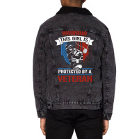 This Girl Is Protected By A Veteran Veterans 4th O Unisex Sherpa-lined Denim Jacket | Artistshot