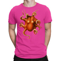 Vintage Red Octopus Blue T-shirt | Artistshot