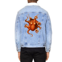 Vintage Red Octopus Blue Unisex Sherpa-lined Denim Jacket | Artistshot