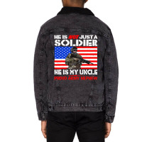 My Uncle Is A Soldier Hero Proud Army Nephew Milit Unisex Sherpa-lined Denim Jacket | Artistshot