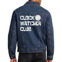 Clock Watcher Club (white On Black) Men Denim Jacket | Artistshot