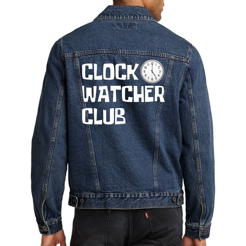 Clock Watcher Club (white On Black) Men Denim Jacket by Magasinfinite | Artistshot