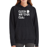 Clock Watcher Club (white On Black) Vintage Hoodie | Artistshot