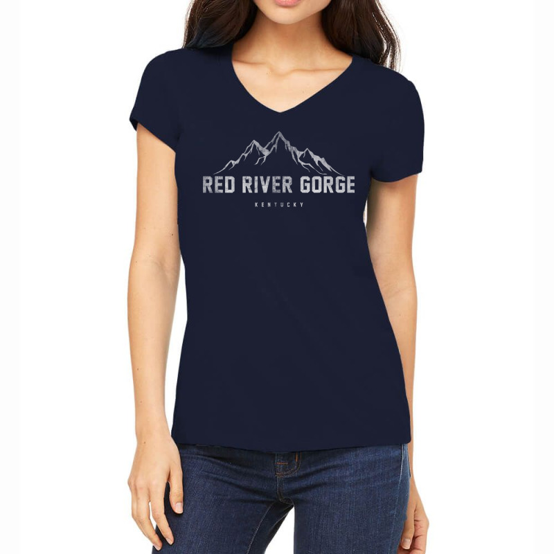 Distressed Red River Gorge Kentucky Long Sleeve T Women's V-Neck T-Shirt by calguaa | Artistshot