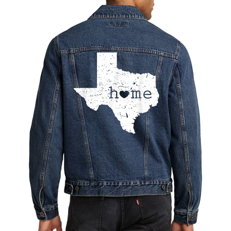 Texas Home T Shirt Distressed Tx Map With Heart T Men Denim Jacket | Artistshot