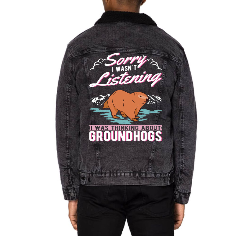 I Was Thinking About Groundhogs Marmot 31 Unisex Sherpa-Lined Denim Jacket by XAVIERESPREE | Artistshot