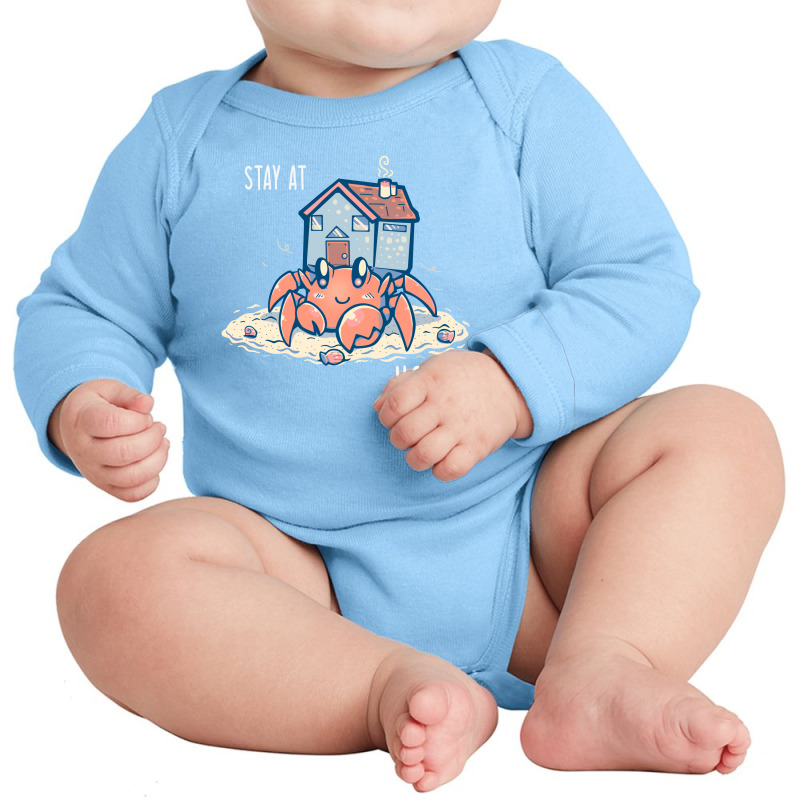 Stay At Home Hermit Crab Long Sleeve Baby Bodysuit by TechraNova | Artistshot