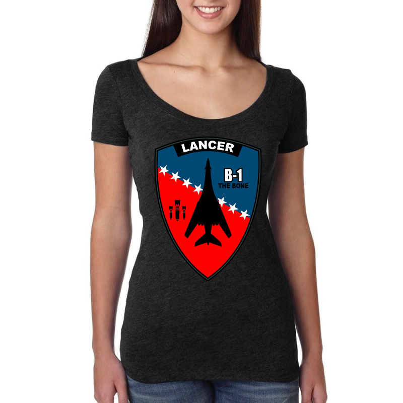 Hot Trend B-1 Lancer Patch (2) Women's Triblend Scoop T-shirt by centralfantast | Artistshot