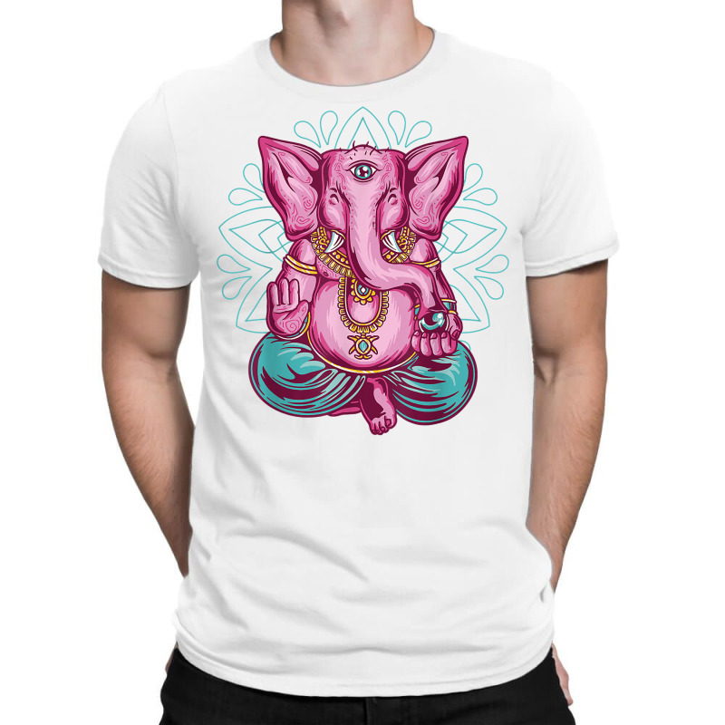 Elephant Meditation Mandala Ornament Lotus Seat Yo T-Shirt by doets | Artistshot