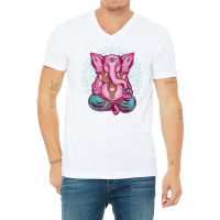 Elephant Meditation Mandala Ornament Lotus Seat Yo V-neck Tee | Artistshot