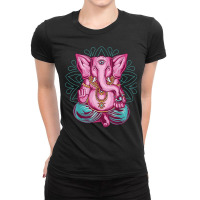 Elephant Meditation Mandala Ornament Lotus Seat Yo Ladies Fitted T-shirt | Artistshot