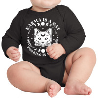 Karma Is A Cat Purring In My Lap Celestial T Shirt Long Sleeve Baby Bodysuit | Artistshot