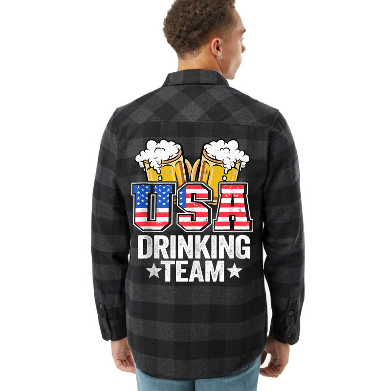 Usa Drinking Team Us American Flag 4th Of July Bee Flannel Shirt | Artistshot