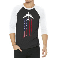 Trending B-52 Stratofortress Bomber Us Flag-eebnj 3/4 Sleeve Shirt | Artistshot