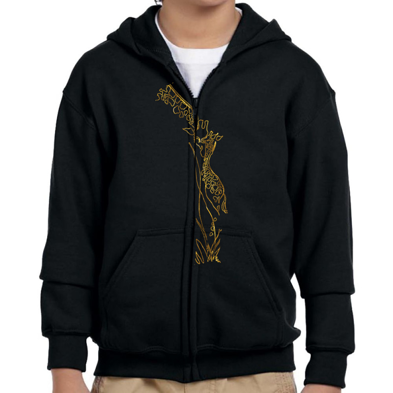 Limited Edition Giraffe Love Black & Gold Youth Zipper Hoodie by rebeccacameron | Artistshot