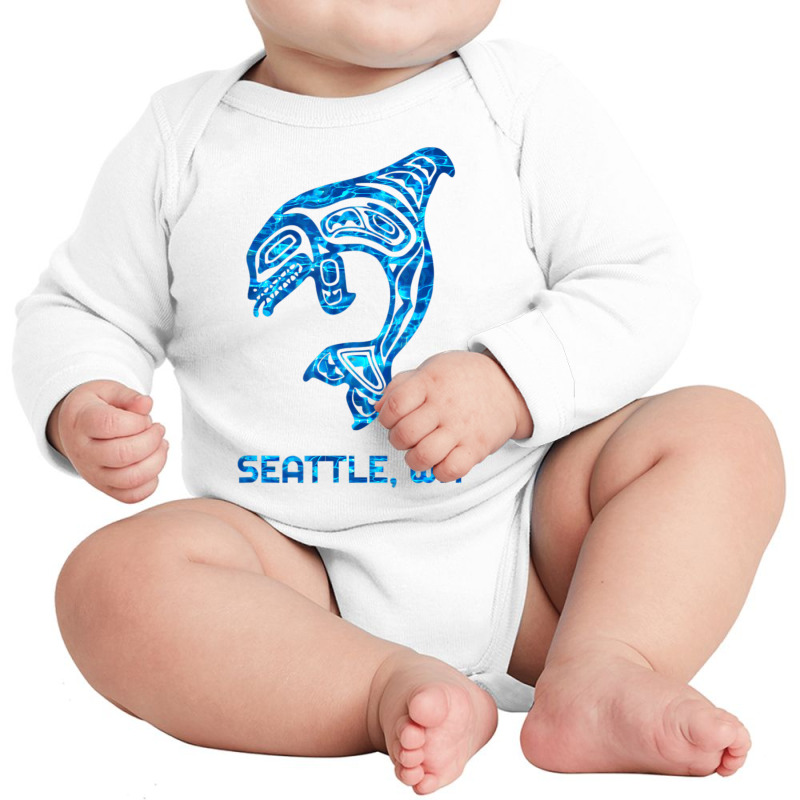 Seattle Washington Native American Indian Orca Kil Long Sleeve Baby Bodysuit by holden | Artistshot