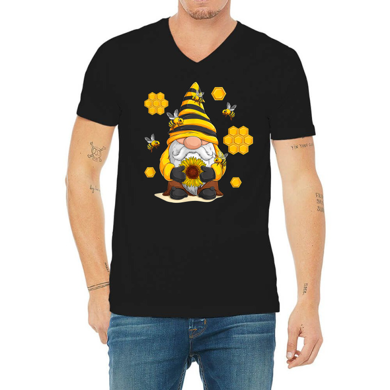 Sunflower Gnome With Bee And Honey Hippie T Shirt V-neck Tee | Artistshot