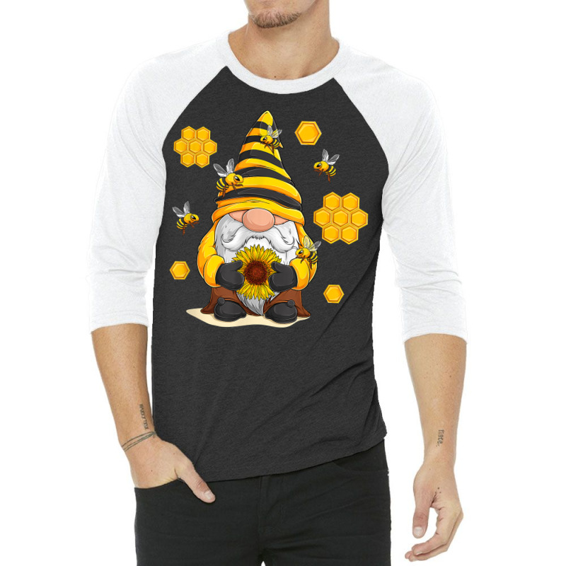 Sunflower Gnome With Bee And Honey Hippie T Shirt 3/4 Sleeve Shirt | Artistshot