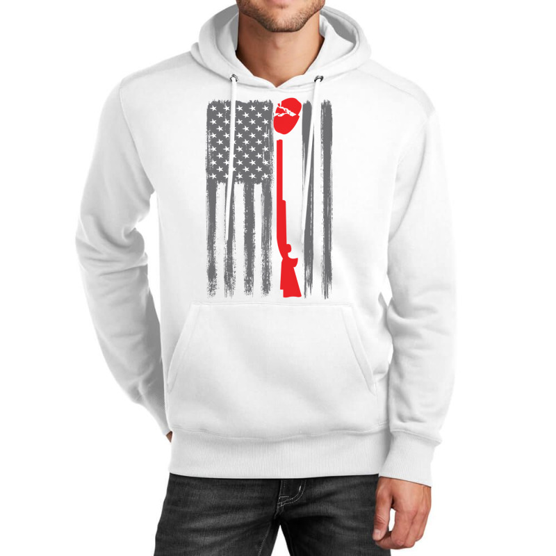 Skeet Trap Clay Shotgun Usa Flag Funny Skeet Shoot Unisex Hoodie | Artistshot